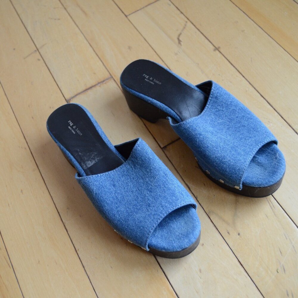 rag & bone Women's Mara Clog Platform Slide Sandals Size 37